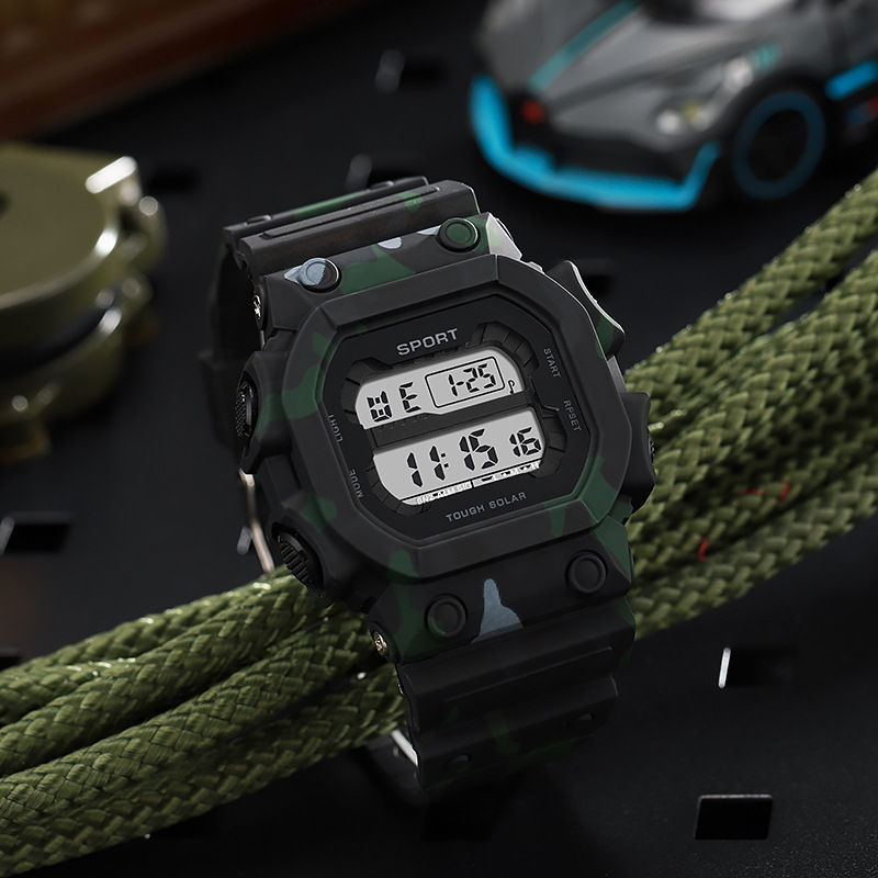 SKZBY ceas electronic cu cronograf și alarmă luminoasă, afișaj numeric, mișcare electronică 44N, rezistență la apă 10 m