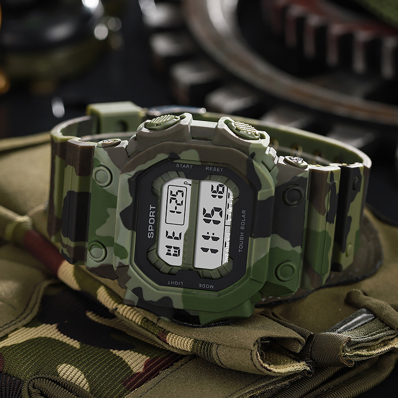 SKZBY ceas electronic cu cronograf și alarmă luminoasă, afișaj numeric, mișcare electronică 44N, rezistență la apă 10 m