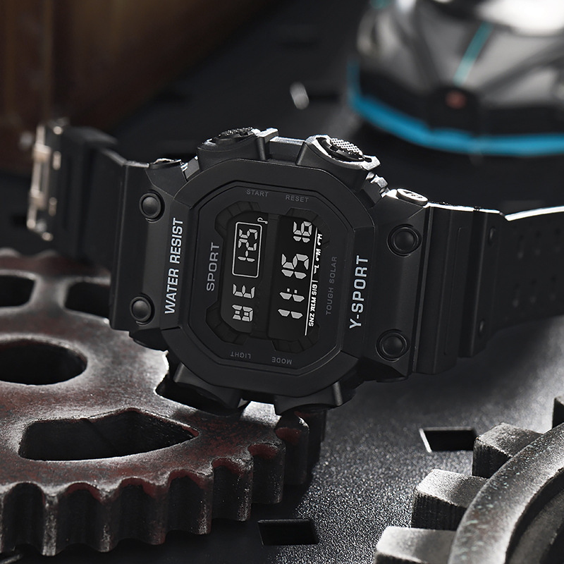 SKZBY ceas electronic cu cronograf și alarmă luminoasă, afișaj numeric, mișcare electronică 44N, rezistență la apă 10 m