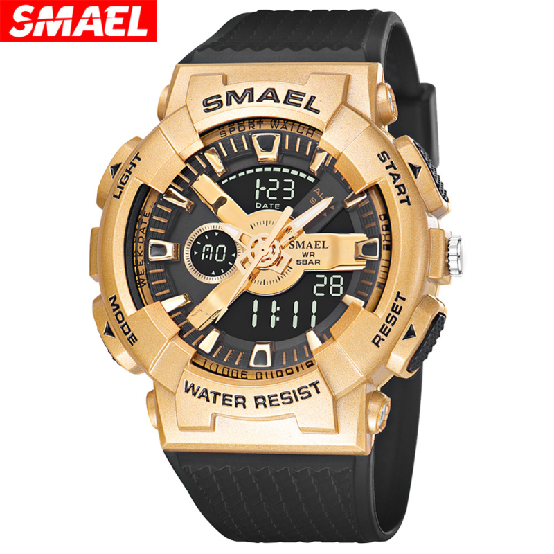 SMAEL 8006 Diákóra — Analóg-digitális kijelző, 50m vízálló, Műanyag tok, PU szíj, Elektronikus szerkezet