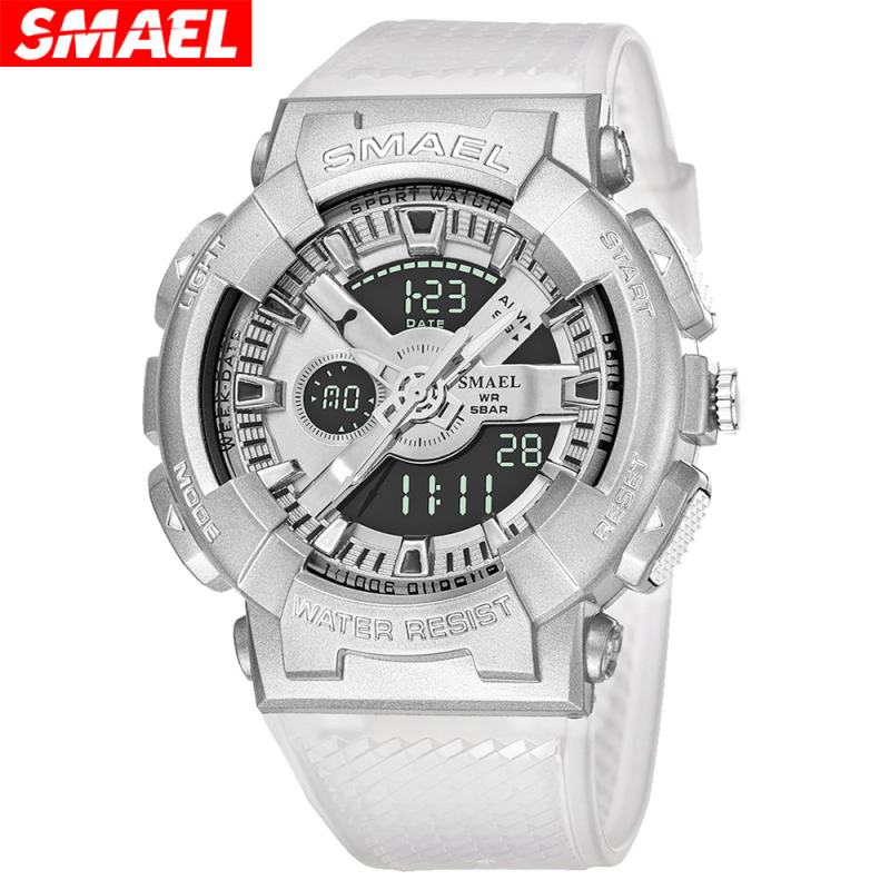 SMAEL 8006 Diákóra — Analóg-digitális kijelző, 50m vízálló, Műanyag tok, PU szíj, Elektronikus szerkezet