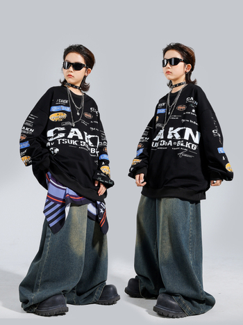 Set hip-hop pentru copii – ținută de scenă modernă, 100% poliester, pentru copii peste 8 ani, primăvară–toamnă 2025