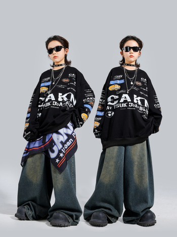 Set hip-hop pentru copii – ținută de scenă modernă, 100% poliester, pentru copii peste 8 ani, primăvară–toamnă 2025