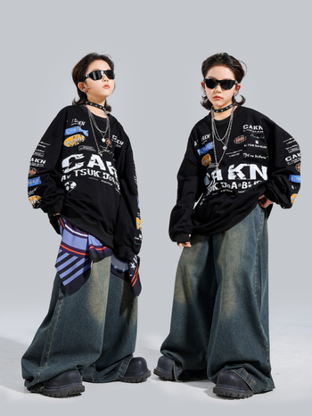 Set hip-hop pentru copii – ținută de scenă modernă, 100% poliester, pentru copii peste 8 ani, primăvară–toamnă 2025