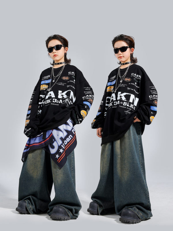 Set hip-hop pentru copii – ținută de scenă modernă, 100% poliester, pentru copii peste 8 ani, primăvară–toamnă 2025