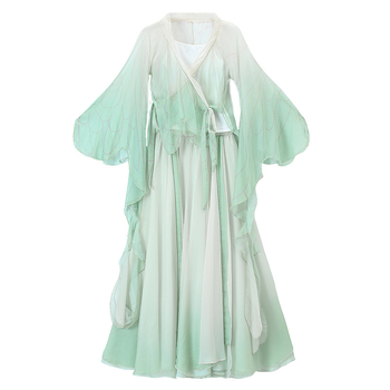 Costum de dans în stil antic cu design gradient, din chiffon și poliester, pentru dans popular