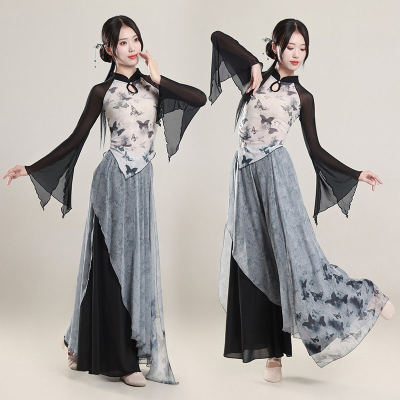Unisex kostim za narodni ples s otiskom i elegantnim gazom, Miyazumi, Chenille tkanina, Spandex, proljeće 2025