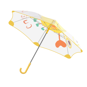 Umbrelă transparentă pentru copii, stil desen animat, cadrul cu 6 arce din fibră, mâner din plastic, închidere automată, personalizare logo