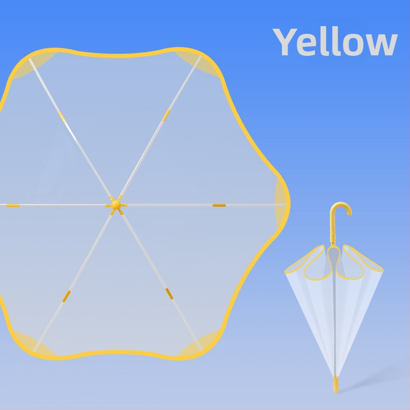 Umbrelă transparentă pentru copii, stil desen animat, cadrul cu 6 arce din fibră, mâner din plastic, închidere automată, personalizare logo