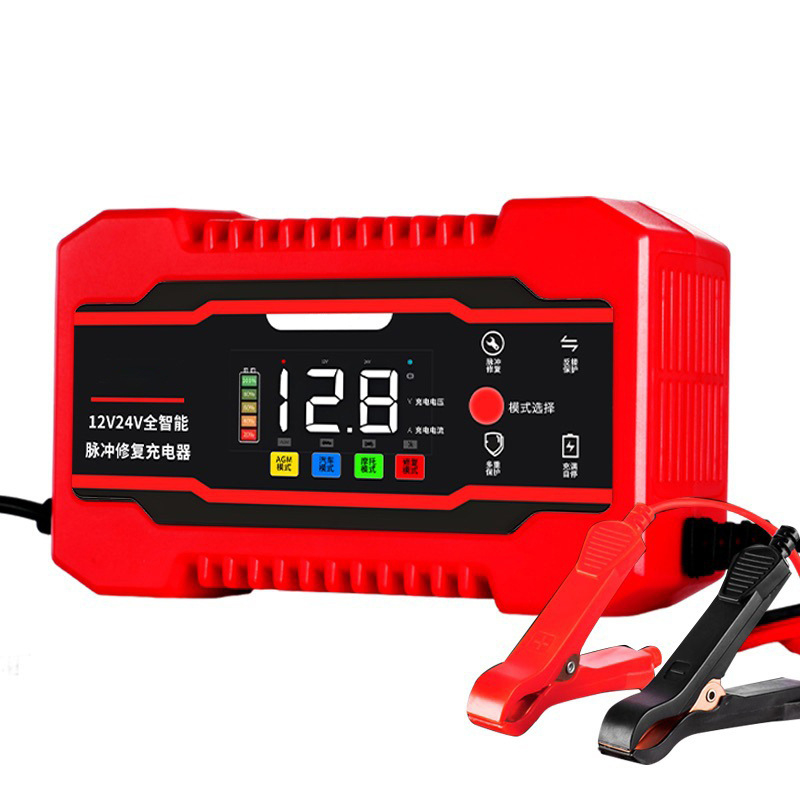Punjač baterija za automobile i motocikle s inteligentnim pulsnim popravkom — snažan rad, 12V/6A–24V/4A (Ulaz: AC 100–240V, Izlaz: 12V/6A–24V/4A, Certifikati: UL, FCC)