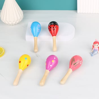 Drveni maracas za djecu, Orffov udarni instrument, marka Nine Sister, unisex, uzrast 0–3 godina
