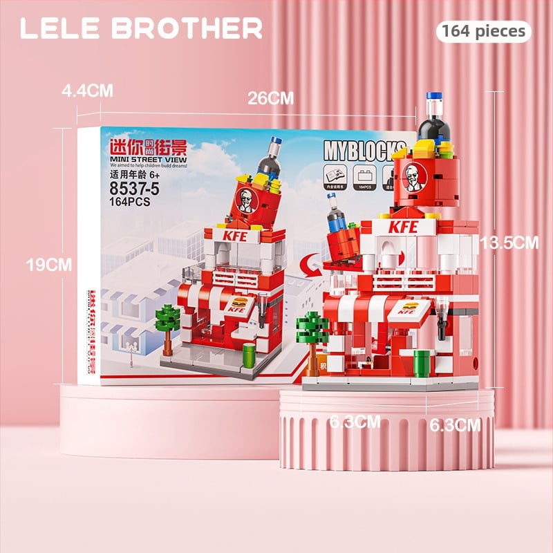 Mini városi utca építőelemek készlet, ABS műanyag, 100–200 darab, 7–14 éveseknek, DIY