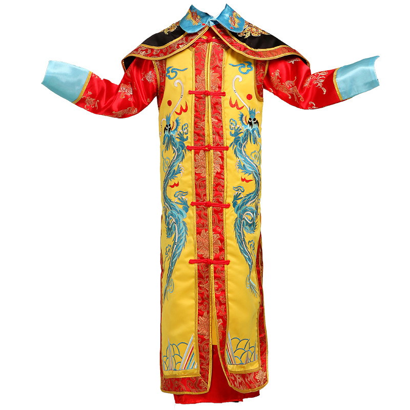 Costum de palat din dinastia Qing pentru scenă – Împărat și Împărăteasă, robe cu dragon și Phoenix, Hanfu unisex pentru scenă, satin poliester, primăvară 2023