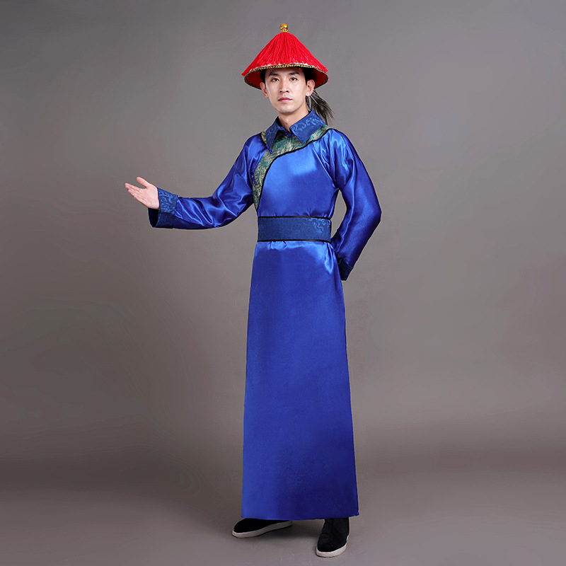 Costum de palat din dinastia Qing pentru scenă – Împărat și Împărăteasă, robe cu dragon și Phoenix, Hanfu unisex pentru scenă, satin poliester, primăvară 2023
