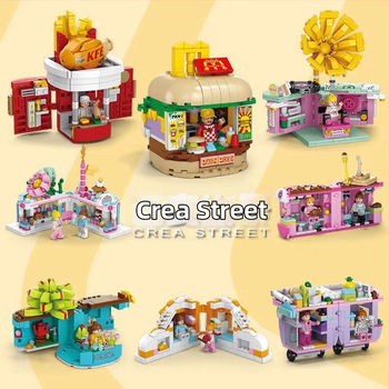 Lele Brothers Street View sorozat oktatási építőblokkok, ABS műanyag, apró darabok, 100–200 darab, nettó tömeg 0,6 kg, 7–14 éveseknek