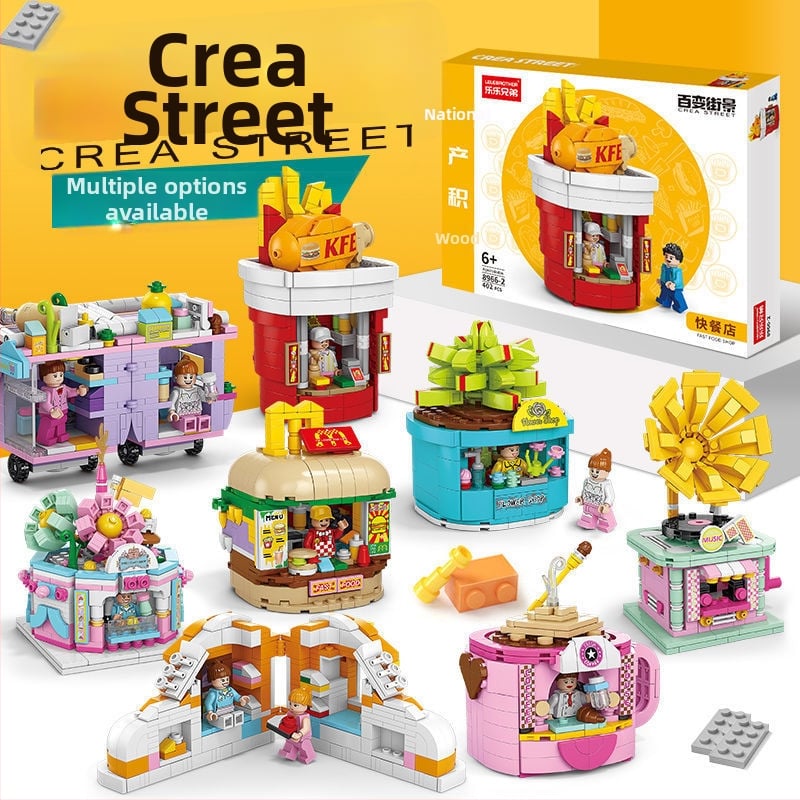 Lele Brothers Street View sorozat oktatási építőblokkok, ABS műanyag, apró darabok, 100–200 darab, nettó tömeg 0,6 kg, 7–14 éveseknek