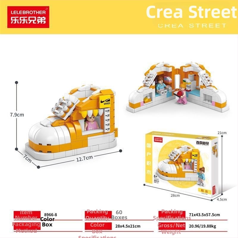 Lele Brothers Street View sorozat oktatási építőblokkok, ABS műanyag, apró darabok, 100–200 darab, nettó tömeg 0,6 kg, 7–14 éveseknek