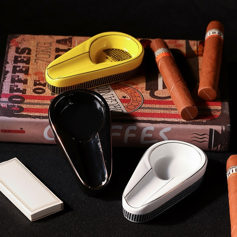 Scrumieră ceramică pentru trabucuri – reutilizabilă, imprimare logo posibilă, personalizabilă, cadou pentru nunți, birou și petreceri