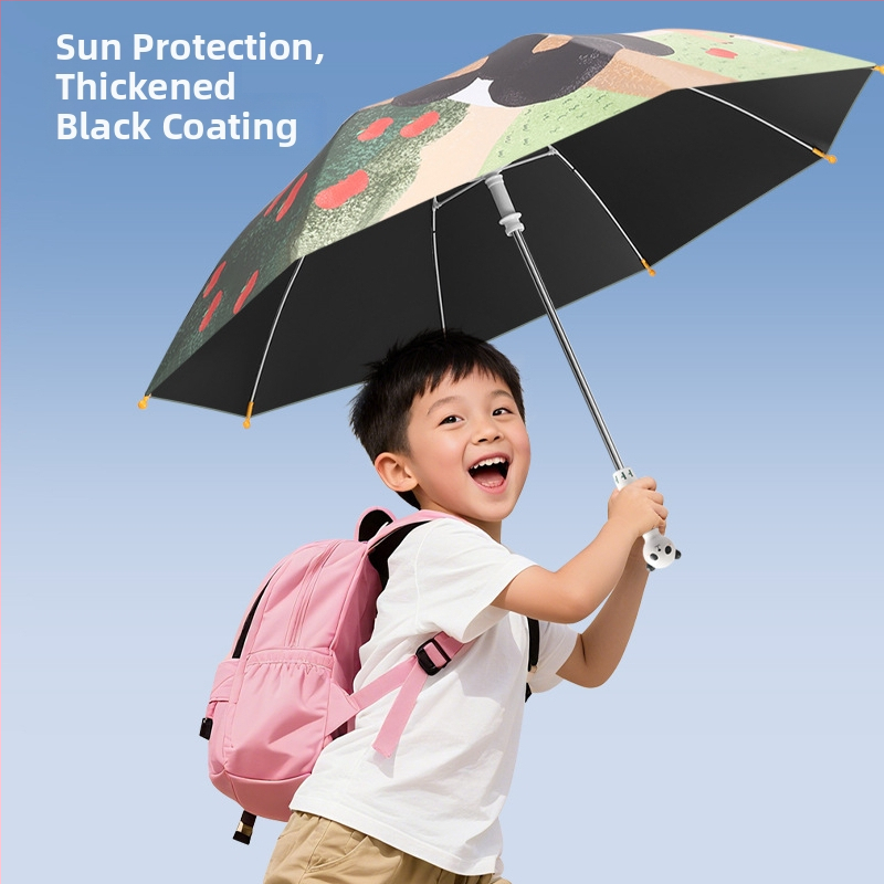 Παιδική ομπρέλα καρτούν με οκτώ ράβδους, μακρύ κοντάρι, ύφασμα με επικάλυψη βινυλίου, σιδερένιος άξονας, με προσαρμοσμένο λογότυπο