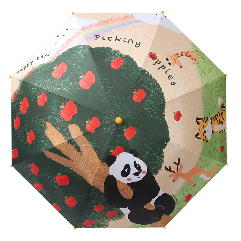 Παιδική ομπρέλα καρτούν με οκτώ ράβδους, μακρύ κοντάρι, ύφασμα με επικάλυψη βινυλίου, σιδερένιος άξονας, με προσαρμοσμένο λογότυπο