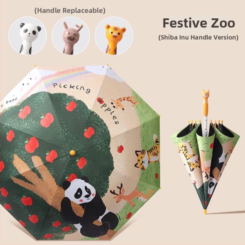 Παιδική ομπρέλα καρτούν με οκτώ ράβδους, μακρύ κοντάρι, ύφασμα με επικάλυψη βινυλίου, σιδερένιος άξονας, με προσαρμοσμένο λογότυπο