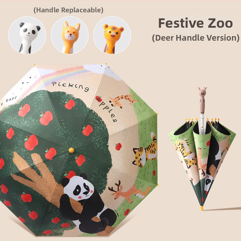 Παιδική ομπρέλα καρτούν με οκτώ ράβδους, μακρύ κοντάρι, ύφασμα με επικάλυψη βινυλίου, σιδερένιος άξονας, με προσαρμοσμένο λογότυπο