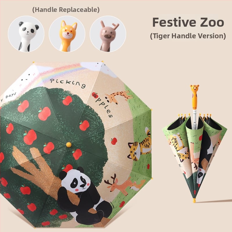 Παιδική ομπρέλα καρτούν με οκτώ ράβδους, μακρύ κοντάρι, ύφασμα με επικάλυψη βινυλίου, σιδερένιος άξονας, με προσαρμοσμένο λογότυπο