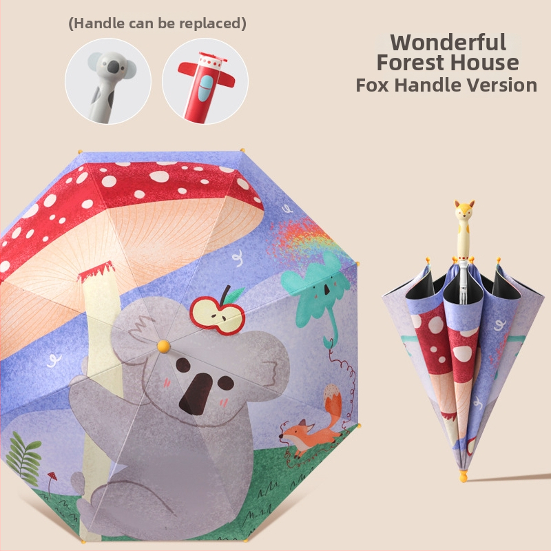 Παιδική ομπρέλα καρτούν με οκτώ ράβδους, μακρύ κοντάρι, ύφασμα με επικάλυψη βινυλίου, σιδερένιος άξονας, με προσαρμοσμένο λογότυπο