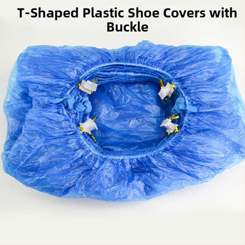 Μίας χρήσης καλύμματα παπουτσιών από PE με κλείσιμο τύπου Τ, κατάλληλα για οικιακή ή γραφείου χρήση, προστασία από τη σκόνη.