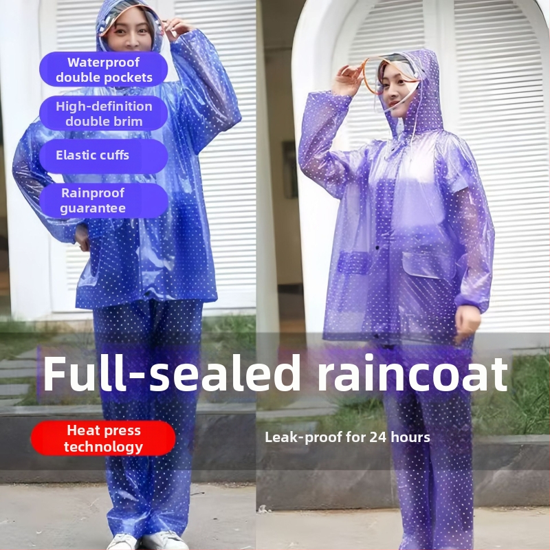 Set de palton și pantaloni de ploaie PVC, cusături cu adeziv PVC, material gros, 700 g, pentru o singură persoană