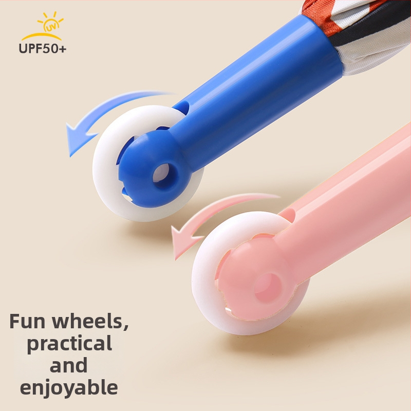 Παιδική ομπρέλα με διπλό κάλυμμα, χαριτωμένος σχεδιασμός με κινούμενα σχέδια, μακριά λαβή, χειροκίνητο άνοιγμα, μεταλλικός σκελετός με 6 ραβδώσεις, δυνατότητα λογότυπου