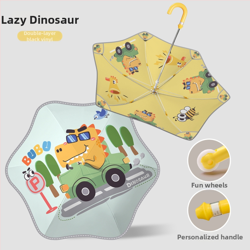 Παιδική ομπρέλα με διπλό κάλυμμα, χαριτωμένος σχεδιασμός με κινούμενα σχέδια, μακριά λαβή, χειροκίνητο άνοιγμα, μεταλλικός σκελετός με 6 ραβδώσεις, δυνατότητα λογότυπου