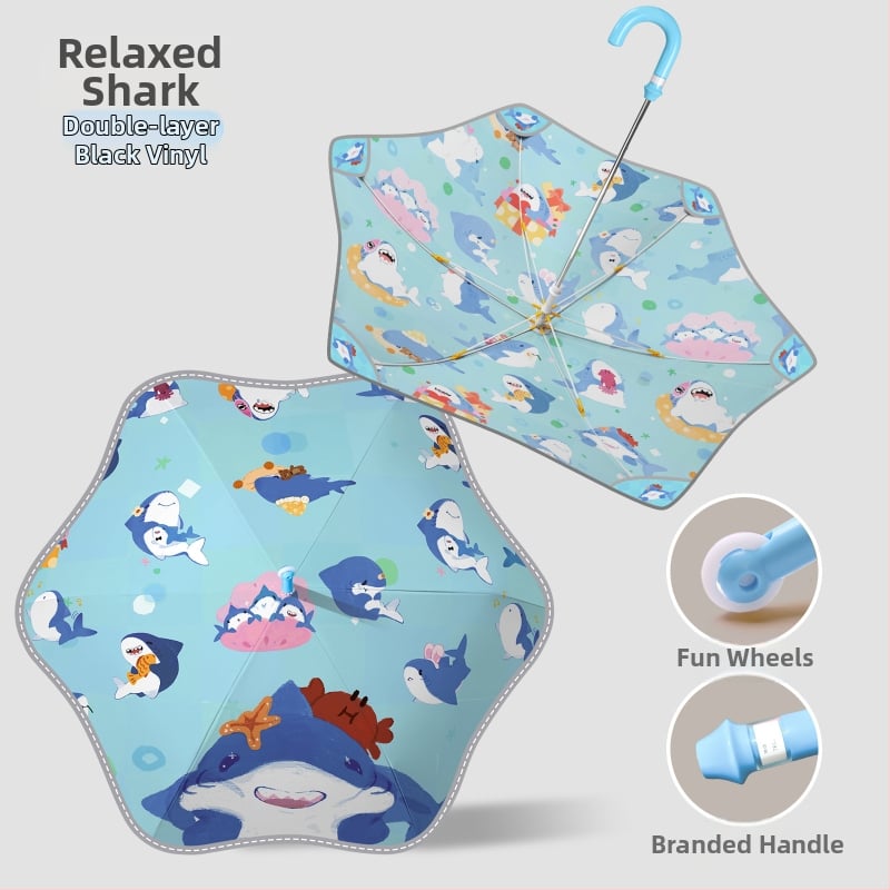 Παιδική ομπρέλα με διπλό κάλυμμα, χαριτωμένος σχεδιασμός με κινούμενα σχέδια, μακριά λαβή, χειροκίνητο άνοιγμα, μεταλλικός σκελετός με 6 ραβδώσεις, δυνατότητα λογότυπου