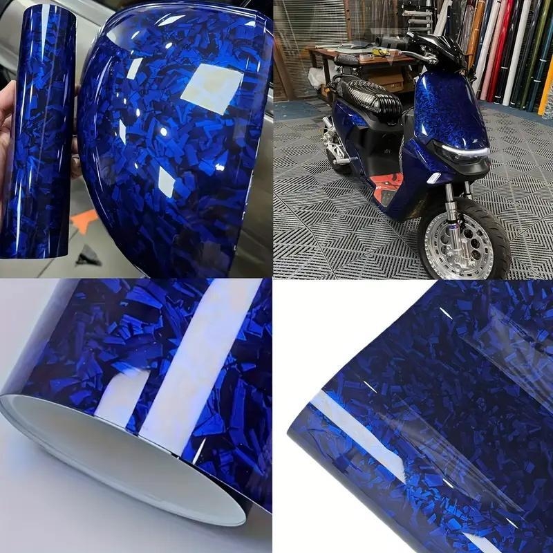 Autocolant complet pentru mașină din PVC cu model fibră de carbon, montaj cu adeziv, potrivit pentru mașină, motocicletă, vehicul electric și oglindă retrovizoare