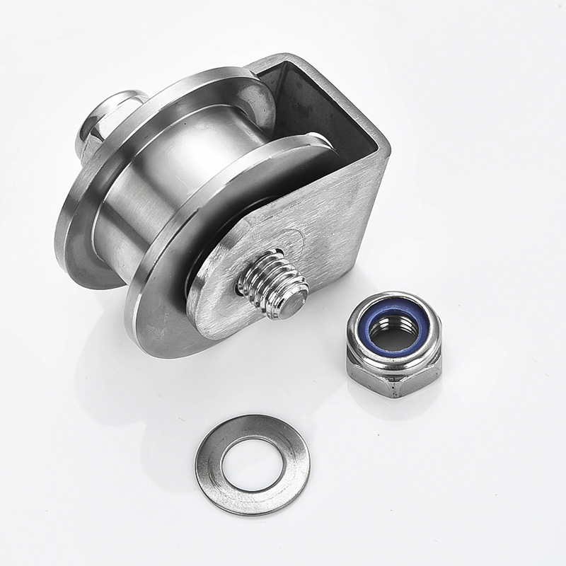 304 rozsdamentes acél görgőcsapágy, fix V-típusú HU csúszó ajtó görgő, emelő sínre