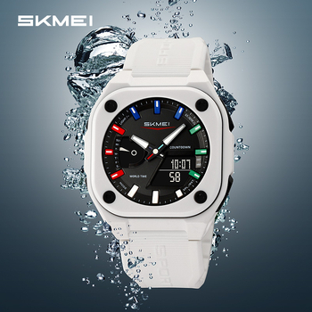 Skmei Moment Beauty Unisex sportski elektronički sat s analogno-digitalnim zaslonom, vodootporan do 50 m, svjetsko vrijeme, štoperica, datum