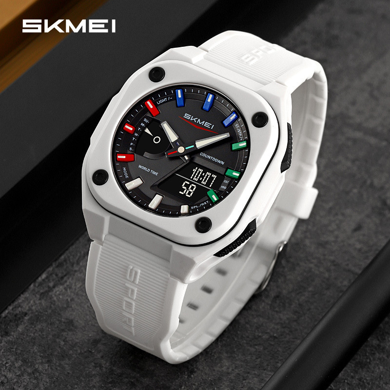 Skmei Moment Beauty Unisex sportski elektronički sat s analogno-digitalnim zaslonom, vodootporan do 50 m, svjetsko vrijeme, štoperica, datum