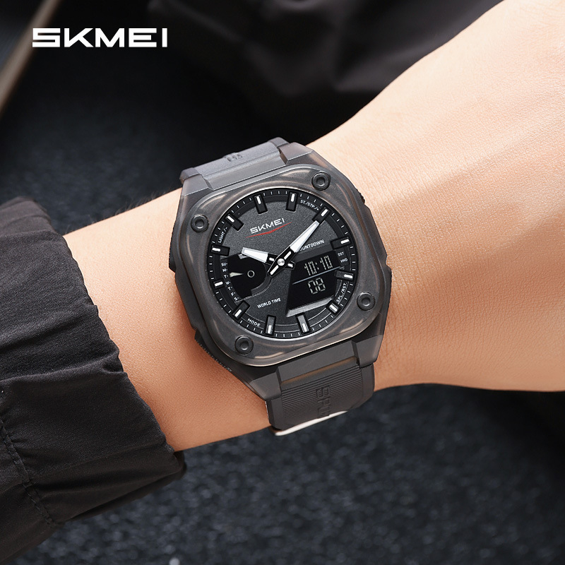 Skmei Moment Beauty Unisex sportski elektronički sat s analogno-digitalnim zaslonom, vodootporan do 50 m, svjetsko vrijeme, štoperica, datum