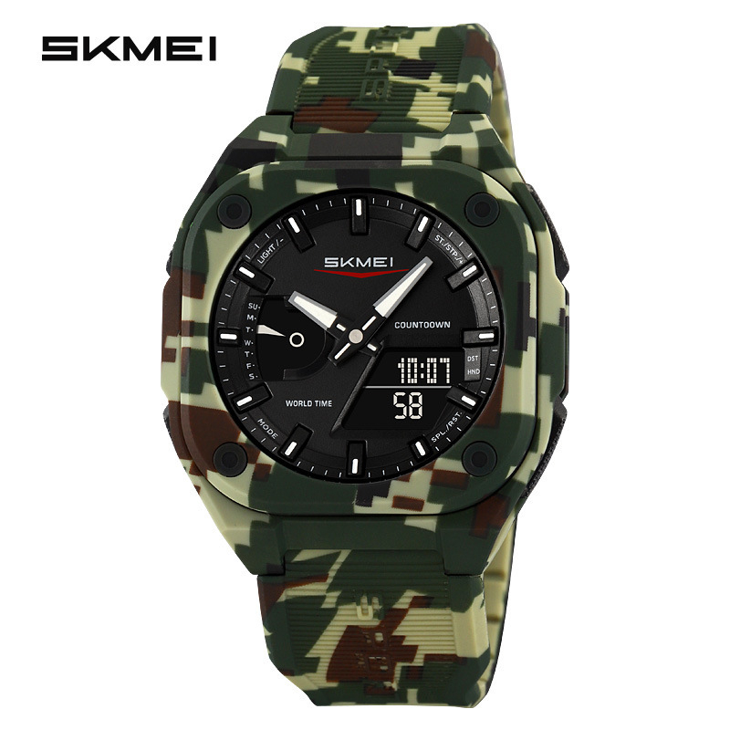 Skmei Moment Beauty Unisex sportski elektronički sat s analogno-digitalnim zaslonom, vodootporan do 50 m, svjetsko vrijeme, štoperica, datum