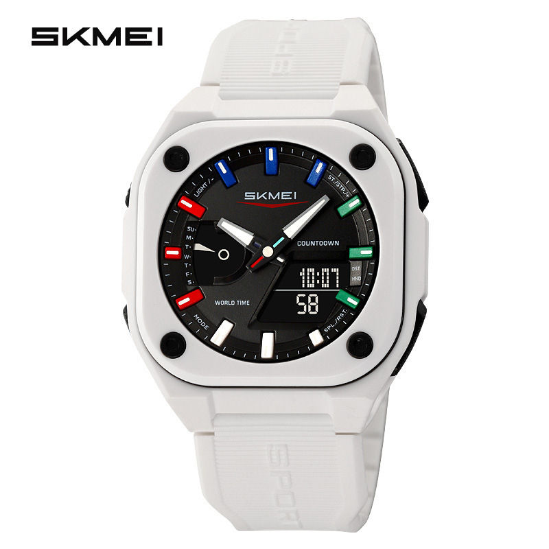 Skmei Moment Beauty Unisex sportski elektronički sat s analogno-digitalnim zaslonom, vodootporan do 50 m, svjetsko vrijeme, štoperica, datum