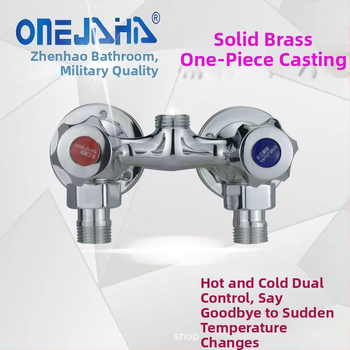 Sprchový miešadlo z celého medi, dvojité ovládanie, nástenná montáž, model 100022, moderný minimalistický štýl