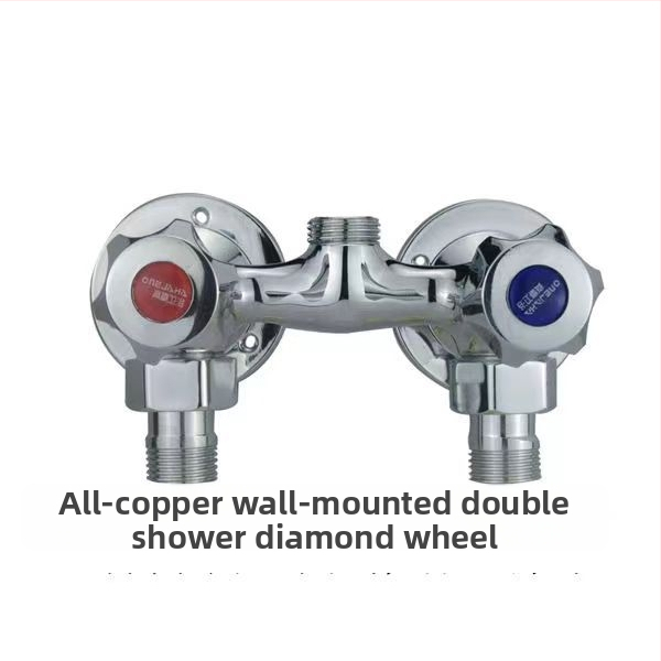 Sprchový miešadlo z celého medi, dvojité ovládanie, nástenná montáž, model 100022, moderný minimalistický štýl