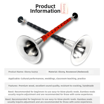 Suona - Ebony suona model, drevený hudobný nástroj, pôvod Čína, kartónové balenie