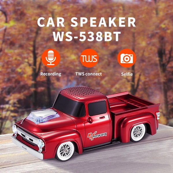 WSTER Retro Bluetooth vanjski zvučnik – tema kamion pickup, ugrađena baterija, 6W, Bluetooth 5.3, 20Hz-20kHz, domet 10 m, hands-free pozivi