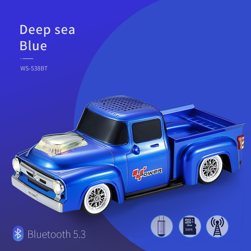WSTER Retro Bluetooth vanjski zvučnik – tema kamion pickup, ugrađena baterija, 6W, Bluetooth 5.3, 20Hz-20kHz, domet 10 m, hands-free pozivi
