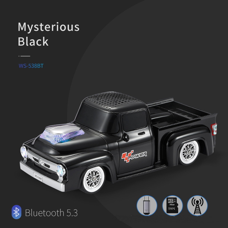 WSTER Retro Bluetooth vanjski zvučnik – tema kamion pickup, ugrađena baterija, 6W, Bluetooth 5.3, 20Hz-20kHz, domet 10 m, hands-free pozivi