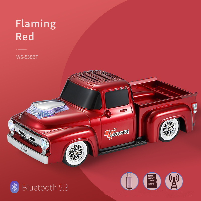 WSTER Retro Bluetooth vanjski zvučnik – tema kamion pickup, ugrađena baterija, 6W, Bluetooth 5.3, 20Hz-20kHz, domet 10 m, hands-free pozivi