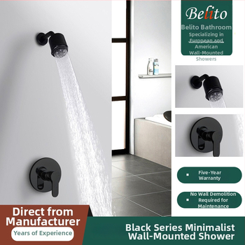 Κρυφό εντοιχισμένο σύστημα ντους με σώμα από χαλκό, εγκατάσταση σε τοίχο, βαλβίδα ανάμειξης ζεστού/κρύου, ακροφύσιο εξοικονόμησης νερού, μοντέλο 001