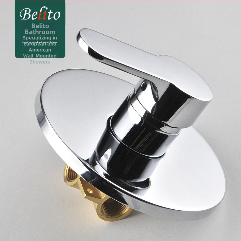 Κρυφό εντοιχισμένο σύστημα ντους με σώμα από χαλκό, εγκατάσταση σε τοίχο, βαλβίδα ανάμειξης ζεστού/κρύου, ακροφύσιο εξοικονόμησης νερού, μοντέλο 001