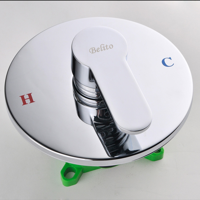 Κρυφό εντοιχισμένο σύστημα ντους με σώμα από χαλκό, εγκατάσταση σε τοίχο, βαλβίδα ανάμειξης ζεστού/κρύου, ακροφύσιο εξοικονόμησης νερού, μοντέλο 001